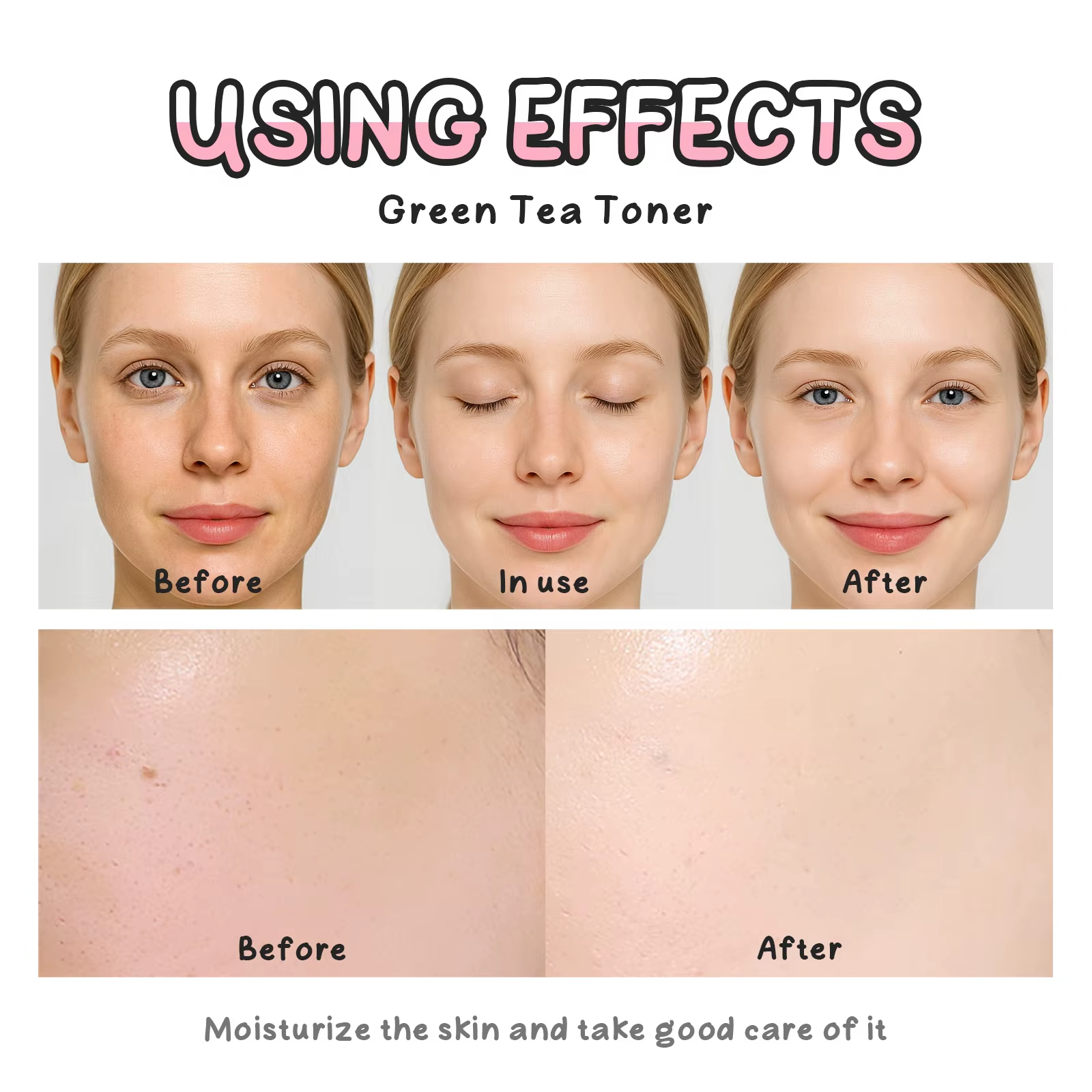 Green Tea Toner 100ml – Deep Hydrating, Pore Minimizing & Oil Control Facial Mist with Witch Hazel & Seaweed for Oily and Sensitive Skin