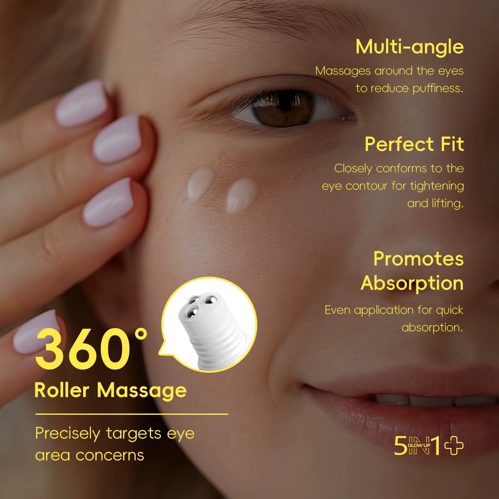 5-in-1 Glow Up Super Eye Cream 20g — Anti-Wrinkle, Dark Circles, Puffiness & Fine Lines — Retinol, Hyaluronic Acid & Glutathione — 360° Roller Massage — All Skin Types
