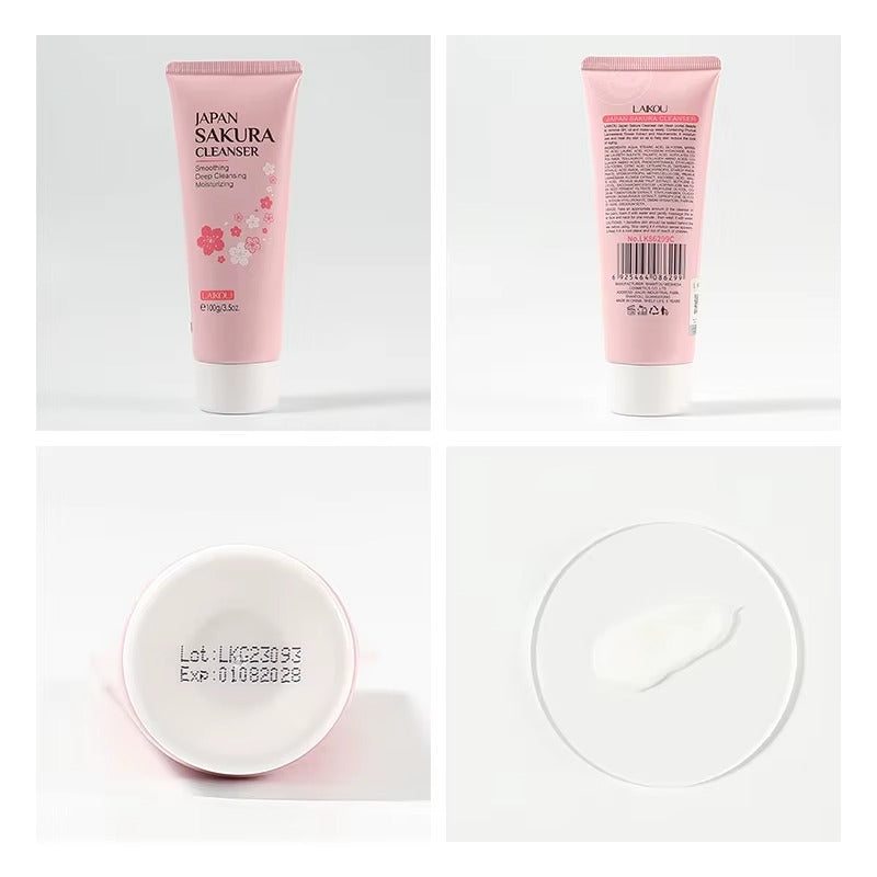 Japan Sakura Face Wash 100g — Brightening & Moisturizing Facial Cleanser for All Skin Types, Deep Pore Cleansing, Oil Control