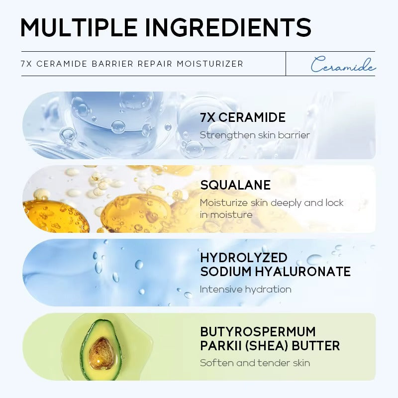 7X Ceramide Barrier Repair Face Cream — Brightening, Fade Dark Spots & Blemishes, Deep Moisturizer & Nourishing Cream for Dry & Sensitive Skin 50g