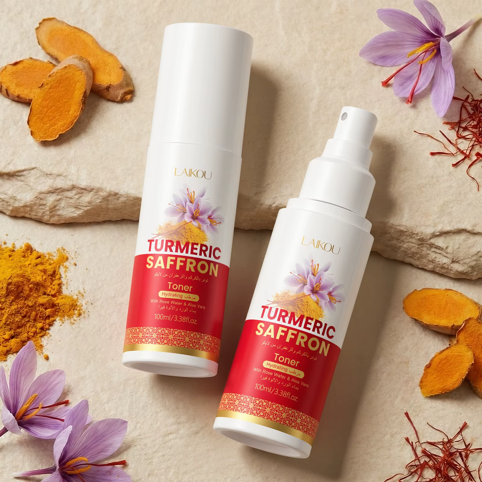 Turmeric & Saffron Botanical Facial Toner Spray 100ml — Deep Hydrating, Moisturizing & Skin-Balancing Mist for Men & All Skin Types