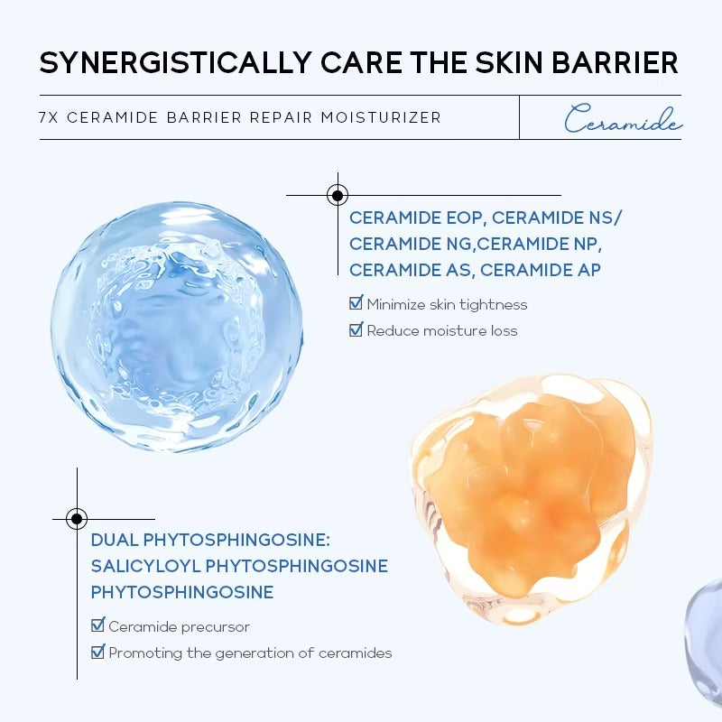 7X Ceramide Barrier Repair Face Cream — Brightening, Fade Dark Spots & Blemishes, Deep Moisturizer & Nourishing Cream for Dry & Sensitive Skin 50g