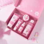 Japan Cherry Blossom 5-Piece Skincare Set — Brightening, Anti-Aging & Deep Hydrating Face Care Kit with Hyaluronic Acid & Prunus Flower Extract for All Skin Types