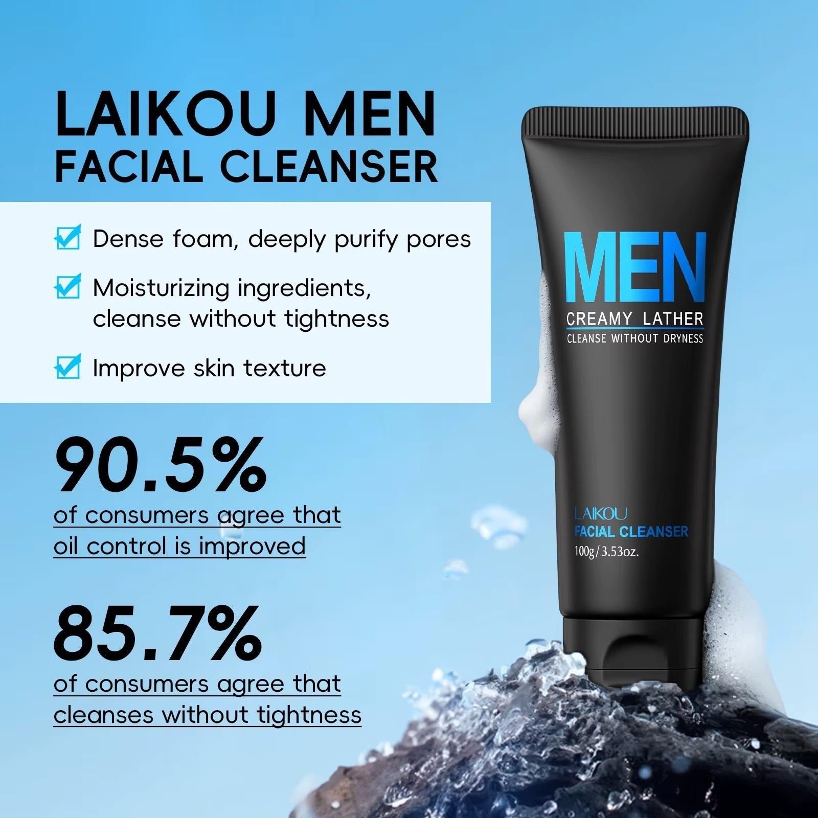 3-in-1 Men's Daily Skincare Set — Oil Control, Hyaluronic Acid Hydration & Skin Barrier Repair for All Skin Types