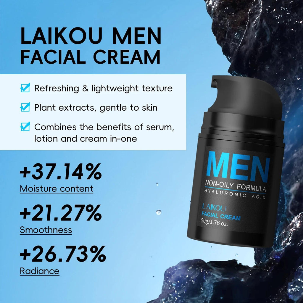 3-in-1 Men's Daily Skincare Set — Oil Control, Hyaluronic Acid Hydration & Skin Barrier Repair for All Skin Types