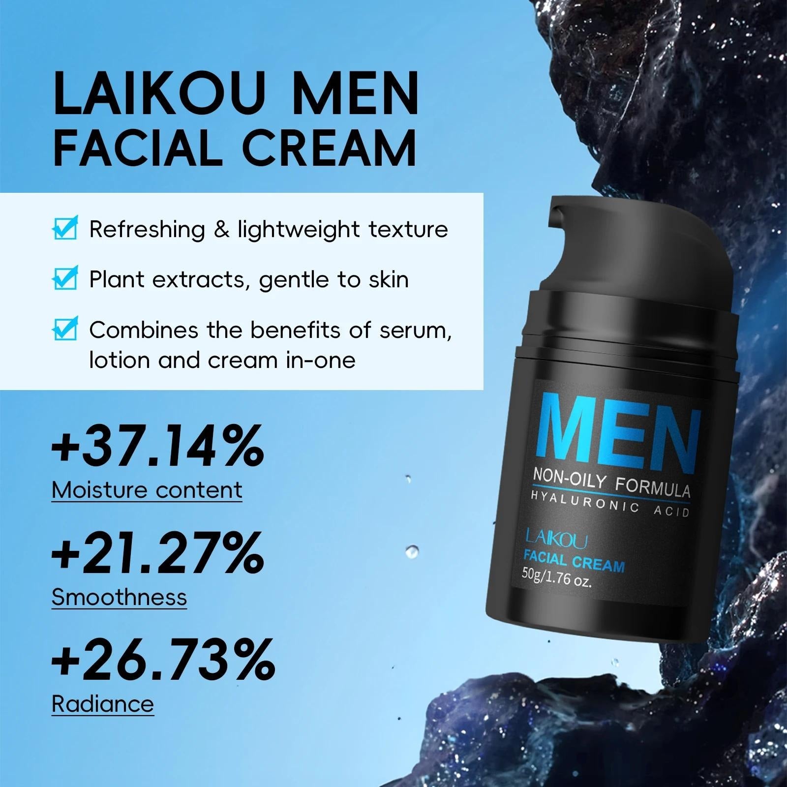 3-in-1 Men's Daily Skincare Set — Oil Control, Hyaluronic Acid Hydration & Skin Barrier Repair for All Skin Types
