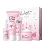Compact-sized Japan Sakura 4-Piece Skincare Set — Complete Routine for Brightening, Hydration & Anti-Aging