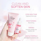 Compact-sized Japan Sakura 4-Piece Skincare Set — Complete Routine for Brightening, Hydration & Anti-Aging