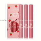 3pcs Dragon Ranee Strawberry Velvet Matte Lip Set – Lip Glaze, Lipstick & Lip Gloss